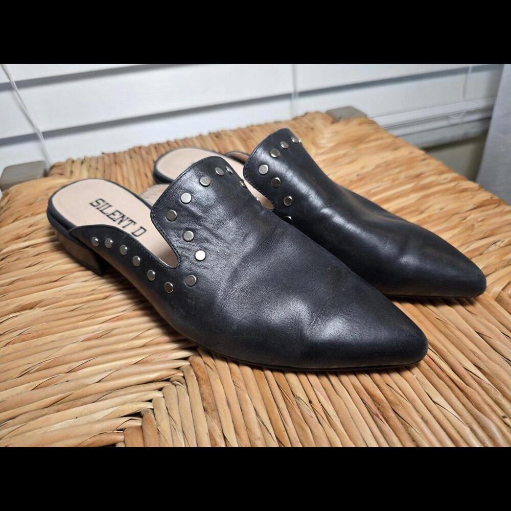 Silent D Black Leather Mule Size 38 Or 7/7.5 US.